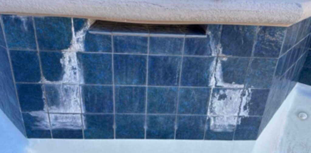 Spa spillway tile before